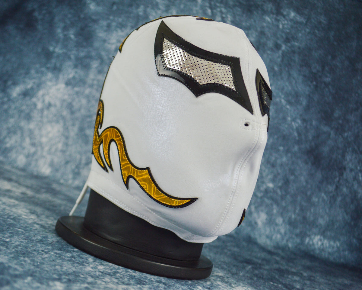 White Ninja Luchador Mask Professional Wrestling Mask Embroidered white-ninja-luchador-mask-professional-wrestling-mask-embroidered