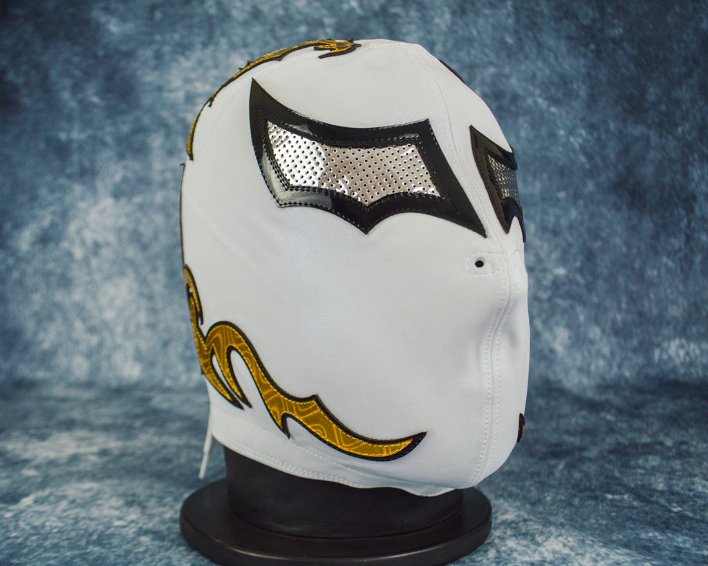 White Ninja Luchador Mask Professional Wrestling Mask Embroidered white-ninja-luchador-mask-professional-wrestling-mask-embroidered
