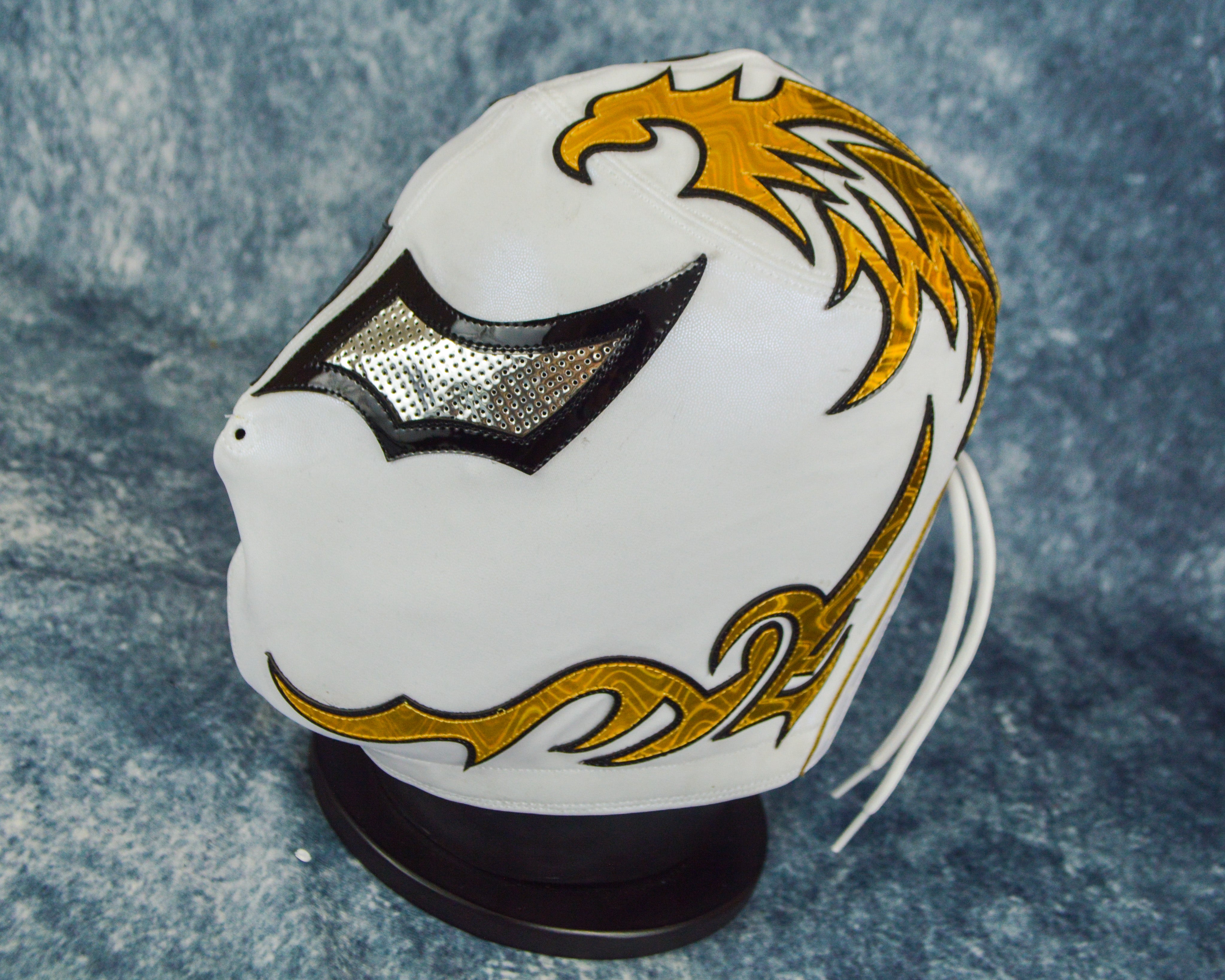 White Ninja Luchador Mask Professional Wrestling Mask Embroidered white-ninja-luchador-mask-professional-wrestling-mask-embroidered