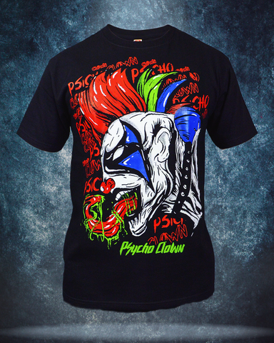 Psycho Clown Lucha Libre T shirt Short Sleeve Round Neck