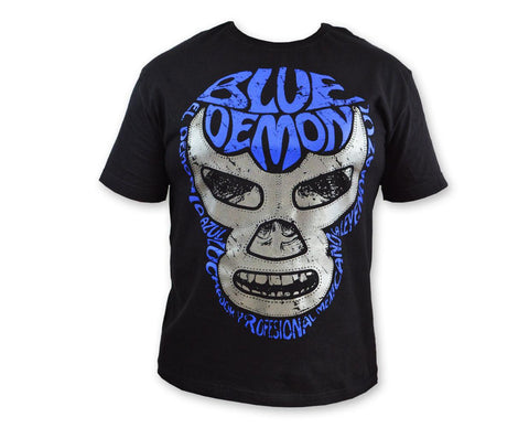 A160 Blue Demon Lucha Libre T shirt Short Sleeve Round Neck - Mr. MaskMan - Wrestling Mask - Luchador Mask - Mexican Wrestler