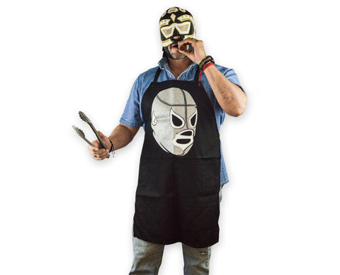 M343 Santo Luchador Apron BBQ Grill Lucha Libre Mexican original Style - Mr. MaskMan - Wrestling Mask - Luchador Mask - Mexican Wrestler