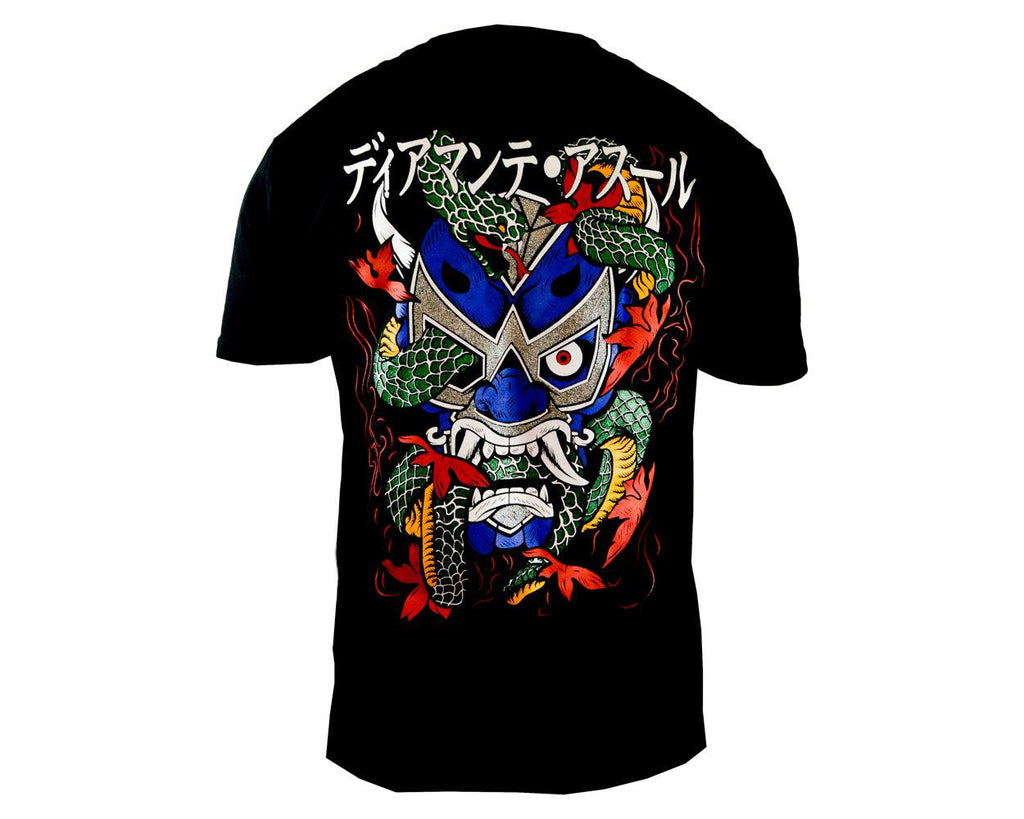 Dragon Lucha Libre T shirt Short Sleeve Round Neck - Mr. MaskMan - Wrestling Mask - Luchador Mask - Mexican Wrestler