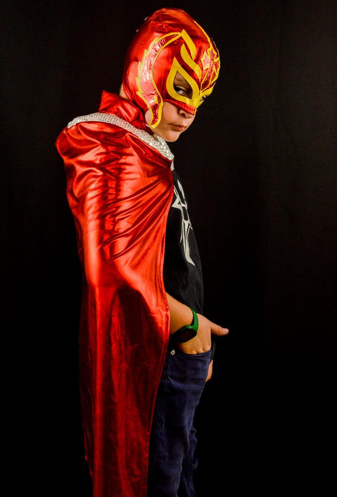 KID RED CAPE MEXICAN WRESTLING LUCHA LIBRE LUCHADOR HALLOWEEN COSTUME - Mr. MaskMan - Wrestling Mask - Luchador Mask - Mexican Wrestler